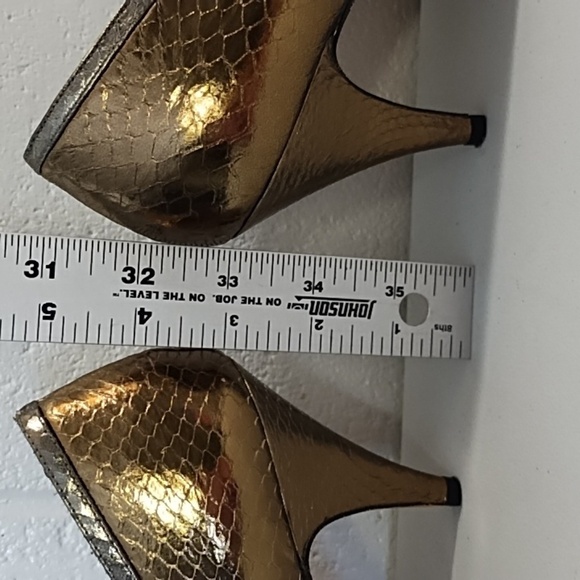 Naturalizer 8N Gold Silver Bronze Snake Imprinted Leather Upper Heeled Shoes - Picture 11 of 16